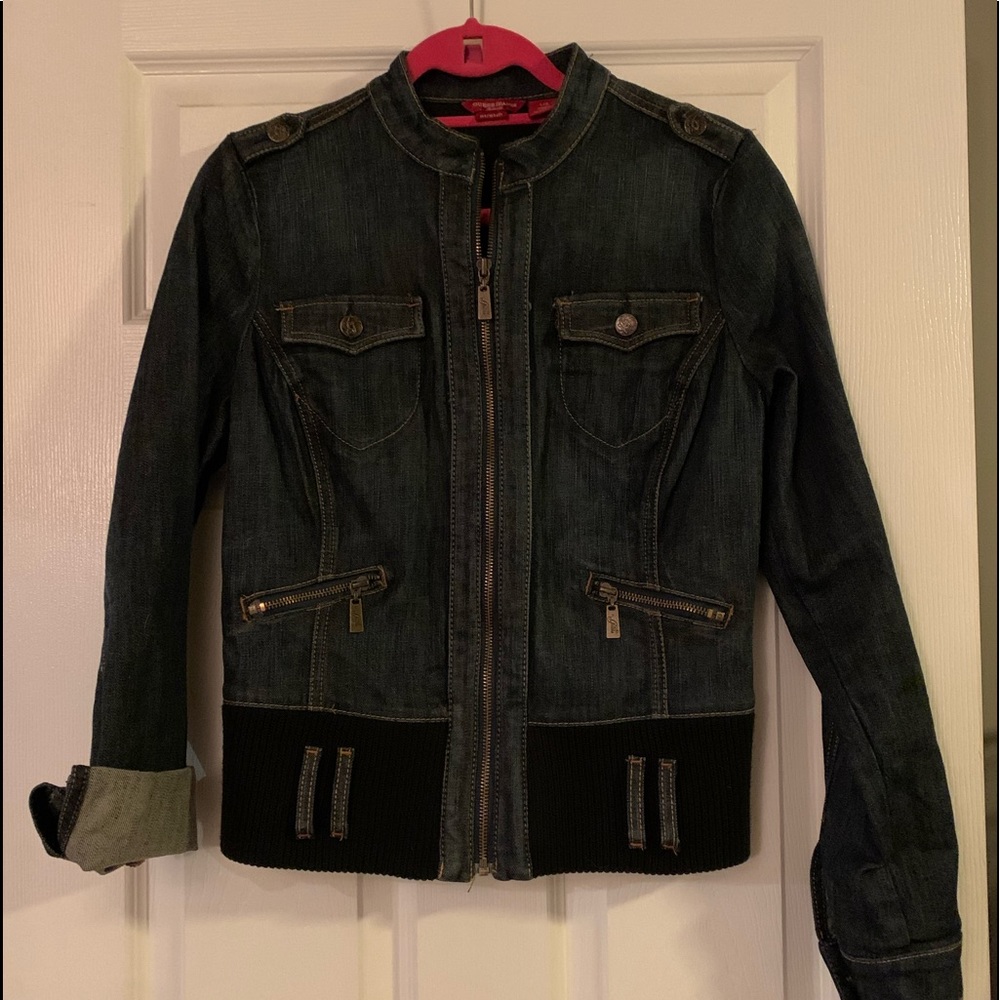 Guess Slim fitting dark denim jacket